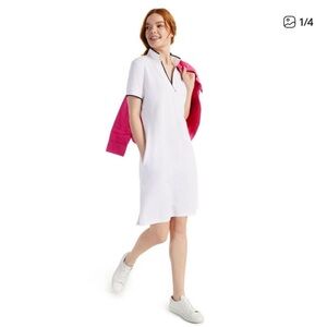 Charter Club White with Navy Trim Collar Polo Style Dress